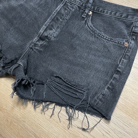 AGOLDE Parker Cut-Off Denim Shorts size 29 curse black gray distressed jean 8 - Picture 5 of 9